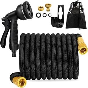 FASCINATDECO Flexibler Gartenschlauch mit 8 Funktion 7,5m, Wasserschlauch flexibel mit 3-Fach Latexkern inkl. Vollmessing Adapter für 1/2' 3/4' Zoll und Wandhalterung, dehnbarer flexiSchlauch