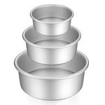 Gesentur Cake Pan Set, Round Cake Mold Anodised Aluminium 3 Pcs Bakeware with Removable Base for Cake Baking Party Birthday Christmas (5" 7" 9")