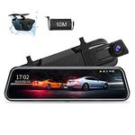 【2024 Upgraded】10'' Mirror Dash Cam Night Vision 1080P Full Touch Screen Dual Dash Cam Front and Rear Camera Car Rear View Mirror Loop Recording 170°Wide Angle Parking Assistance with 10M Cable