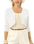 Belle Poque Womens White Shrugs Button Down Lightweight Bolero Shrug Open Front Cardigan for Women M