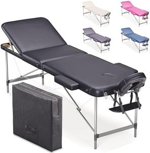 Lettino per Massaggi 3 Zone Alluminio 195x70 Cm Portatile Pieghevole Angoli Arrotondati Rinforzati Nero