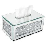 AAZZKANG Tissue Box Cover,Rectangular Crystal Crushed Diamond Tissue Box Holder,Silver Luxury Decorative Napkin Dispenser for Bathroom,Countertop,Bedroom,Living Room Office