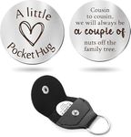 Nishabb Pocket Hug Token Long Distance Relationship Keepsake Stainless Steel Double Sided Inspirational Gift with PU Leather Keychain (Best Cousin Gift)