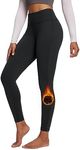 BALEAF Women's Fleece Lined Leggings Petite Thermal Winter Warm High Waisted Thick 7/8 Yoga Pants with Pockets Black L