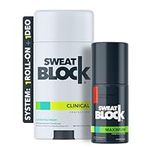 SweatBlock Antiperspirant Deodorant Max Clinical System for Men & Women. Treat Hyperhidrosis - Includes: (1) DRIBOOST [PM] Maximum Strength Antiperspirant Roll-on + (1) [AM] Clinical Deodorant