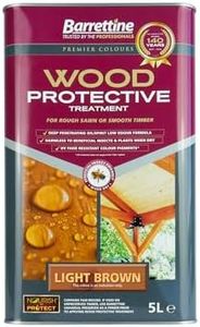 Barrettine Wood Protective Treatment (Light Brown, 5L) - Ideal Treatment for Outdoor Treated Timber Structures. Wood Protector Oil with Water Repellent Qualities. UV & Fade Resistant.