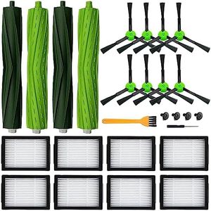 18 Pack Replacement Parts Accessories Compatible for iRobot Roomba i3 i3+ i7 i7+ i4 i6 i6+i8 i8+/Plus E5 E6 E7 J7 I,E &J Series Vacuum Cleaner 2 Set of Roller Brush & 8 Filters & 8 Side Brushes