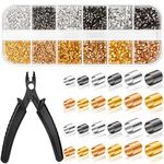 Thrilez Crimping Beads for Jewelry Making, 2200 Pieces Crimp Tubes with Crimping Pliers for Earring Necklace Bracelet DIY Jewelry Making(3 Sizes, 4 Colors)