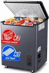 Casanta Chest Freezer FreeStanding Top Door Compact Small Deep Mini Freezer with Removable Basket, 7 Adjustable Temperatures for Garage Dorm Apartment RV Kitchen Business,Space Gray (5.2, Cubic Feet)