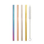 Reusable Metal Straws Mini's Set of 4 | Stainless Steel | Eco Friendly | Coloured Cocktail Straws | Short Reusable Straws | Rainbow Rose Gold Silver