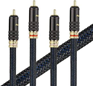 Viborg A10 RCA Cable, Stereo Audio Cable [24K Gold Plated Connectors | Copper Core Silver Plated] 2RCA Male to Dual RCA Male [Left/Right] Supports (Amplifiers, AV Receivers, Hi-Fi) (3.3FT/1M)