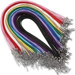 60Pcs Waxed Necklace Cord Bulk for Jewelry Making,Necklace Rope String with Clasp for DIY Bracelet Pendant,Multicolor(18 Inches and Thickness 1.5mm)