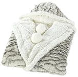 Chic Home 1 Piece Wavy Animal Print Sherpa Lined Design 51x71 Snuggle Hoodie Light Grey