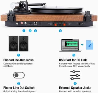 1 BY ONE Bluetooth Turntable – Wireless Vinyl Record Player