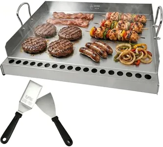 Universal Stainless Steel Flat Top Griddle Insert for Gas & Charcoal Grills – Nonstick, Even Heating & Easy Clean, Includes Turner & Scraper, Ideal for Outdoor BBQ, Tailgating & Camping, 23" x 16"