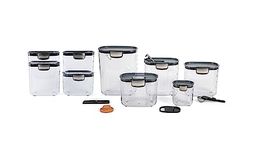 Progressive International ProKeeper+ Piece Clear Plastic Airtight Food Flour and Sugar Baker's Kitchen Storage Organization Container Canister Set with Magnetic Accessories (13-Piece)