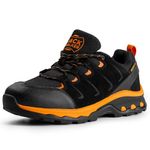 Jack Walker Mens Walking Ultra Lightweight Vent Low Rise Hiking Trekking Waterproof Trainers Glide JW007 (6 UK, Black & Orange)