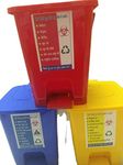 Ajaya Enterprises Bio-Medical/Bio-Hazard Waste Square Dustbin 15 Ltr without handle - Set of 3 Red,Blue,Yellow