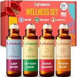 Wellness Essential Oil Roll On Gift Set - Relaxation Gifts for Women & Men - Headache Relief, Germ Fighter, Mood Booster and Better Sleep - Therapeutic Grade - Great Stocking Stuffer & Gift for Mom