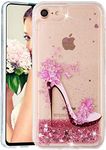 LEECOCO iPhone 6S Case Dandelion Bling Glitter Liquid Shiny Quicksand Clear Transparent Soft TPU Silicone Shockproof Protection Bumper Cover for iPhone 6S / iPhone 6 High Heels LS XY