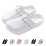 IDEINER Garden Clogs Shoes for Women Men Slip on Mules Sandal Lightweight Nurse Kitchen Clogs Soft Bottom Adjustable Buckle Slippers Ladies Clogs Walk Work Shoes White Size 5.5 Women/4.5 Men