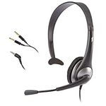 Cyber Acoustics AC-104 Mono Headset and Boom Mic with PC Y-Adapter , Black