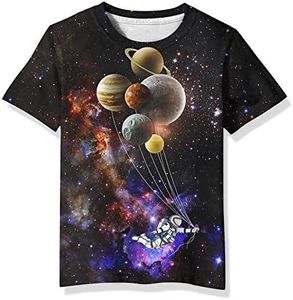 Linnhoy Kid Shirts 3D Graphic Printed Tees for Boys and Girls Novelty Fashion T-Shirts Unisex Casual Tops Size 6-16 Years, Txing Black, 11-13 Years