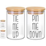 Funny Glass Apothecary Jars with Lids for Bathroom Storage Organizer, 4 Pack Cotton Ball Q-Tip Holder Hair Tie Organizer & Bobby Pin Holder Great for Gag Gifts Bathroom Canisters Decor Farmhouse Style