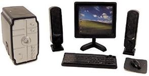 Melody Jane Dollhouse PC Desktop Computer Set Modern Office Accessory Black