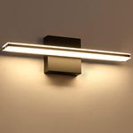 LED Vanity Light Wowatt 9W Bathroom Wall Lighting 16" 40cm Matte Black Vanity Light Bar 720LM Warm White 2700K Bathroom Light Fixture over Mirror for Powder Room Mirror Cabinet Bedroom Living Room