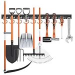 HORUSDY 64 inch Garden Tool Storage | Garden Tool Rack | Wall Mount Tool Organizer | Hangers for Mop and Broom Holder Shovel, Rake, Broom Etc.