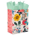 Hallmark 9" Medium Gift Bag with Tissue Paper (Bright Flowers) for Easter, Birthdays, Bridal Showers, Weddings, Baby Showers, Mother's Day