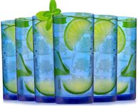 Zulay Kitchen Acrylic Glasses Drinkware - 6 Piece Unbreakable Plastic Tumblers - BPA-Free, Reusable Plastic Drinking Glasses for Home & Outdoors - Stackable, Lead-Free, Dishwasher Safe, Blue (24oz)