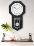 CHRONIKLE Classic Vertical Analog Wooden Musical English Numbers Pendulum Chime Wall Clock for Living Room Home Decor Office Gifts (Size: 31 x 7 x 56.6 CM | Weight: 1825 Gram | Color: Black)