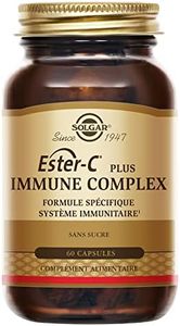 Solgar Ester-C® Plus Immune Complex - Défenses Immunitaires, Formule complète et Spécifique Système Immunitaire - Immunité, Vitamines, Zinc, Magnésium - Complément Alimentaire - Flacon de 60 capsules