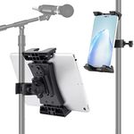 Microphone Stand Tablet Holder, Portable iPad Mic Stand Mount, Universal Tablet Music Stand Holder Compatible with iPad Mini Air Pro 4.7-12.9 inch