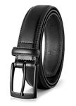 MILORDE Men's Genuine Leather Dress Belt, Handmade, 100% Cow Leather, Fashion & Classic Designs for Work Business and Casual, Matte Black, 34 (waist 32 - 33)