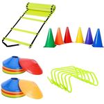 Advanced Sports Complete Agility Training Kit: 4m Ladder, 10 Saucers, 6 Cones (6"), 6 Hurdles (30cm) - All-in-One Solution for Enhancing Speed, Agility, and Athletic Performance