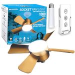 Bell+Howell Socket Fan Cool Light Deluxe Bronze – Ceiling Fans with LED Lights and Remote Control, Replacement for Lightbulb - Bedroom, Kitchen, Living Room,1000 Lumens / 5000 Kelvins