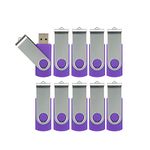 4GB Flash Drive 10 Pack, Alihelan 4G USB Stick Thumb Drive Bulk USB 2.0 Memory Stick Swivel Pen Drive Jump Drive, Purple