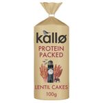 Kallo Protein Packed Lentil Cakes, Low Fat Healthy Snacks, Vegan & Coeliac Friendly, Gluten Free & Sugar Free with No Artificial Colours or Flavours, Single Pack – 1 x 100g