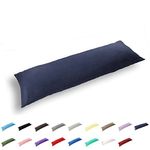 TAOSON 100% Cotton 300 Thread Count Envelope Style Body Pillow Cover Pillowcase Pillow Protector Cushion Cover Non Zippered Only Cover No Insert (Navy Blue,21"x48") Fits 20 x 48