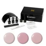 Bluesky Gel Nail Polish Starter Kit - Nudes, Gel Nail Kit with 24W UV LED Lamp Nail Dryer, 3 x 10ml Gel Nail Polishes, Cleanser Wipes, Top and Base Coat, Nail File and Buffer