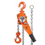 VEVOR Manual Lever Chain Hoist, 3/4 Ton 1650 lbs Capacity 5 FT Come Along, G80 Galvanized Carbon Steel with Weston Double-Pawl Brake, Auto Chain Leading & 360° Rotation Hook, for Garage Factory Dock