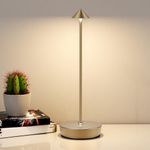 YIKUI Cordless Table Lamp, 6000mAh Rechargeable LED Battery Powered lamp,3 Color Temperatures Stepless Dimming Touch Control Lamp,IP54 Indoor Outdoor Restaurant Bar Coffee Shop (Titanium)