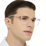 OCCI CHIARI Fashion Mens Reading Glasses 4.0 Mens Retro Readers Glasses for Men Magnifying Clear Glasses for Reading (Transparent,400)