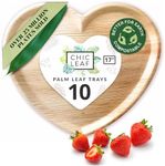 Chic Leaf Disposable Palm Leaf Heart Shaped Serving Trays Like Bamboo - 17 Inch 10 Pack, 100% Natural Compostable, Charcuterie Boards Platter for Catering, Parties, Valentine, Anniversary, Weddings