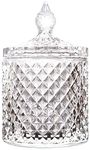 RADHIKA STORE Crystal Glass Candy Jar with Lid, Candy Dish Candy Buffet Storage Container, Sugar Bowl, Cookie Jar, Biscuit Barrel, Jewelry Box, Cotton Swab Storage Holder Home Decorative(pack of 2)