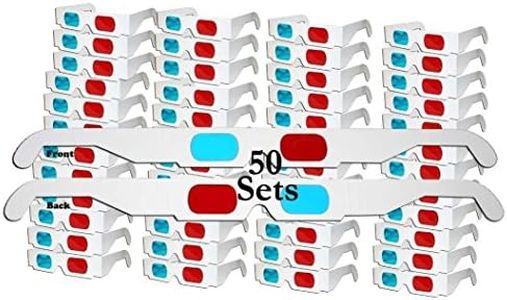 ZiYan- 50 Pairs - Flat- 3D Glasses Red and Cyan White Frame Anaglyph Cardboard