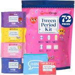 RedDrop Period Kit for Tweens - First Period Kit for Girls 9-12 - Includes 30 Everyday Pads, 14 FlowDay Teen Pads, 14 FlowNight Pads, 10 Maximum Pads, 10 Feminine Wipes, & More - Teen Period Kit